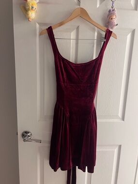 Fashion Nova Burgundy Velvet Mini Dress